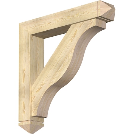 Funston Arts And Crafts Rough Sawn Bracket W/ Offset Brace, Douglas Fir, 8W X 44D X 44H